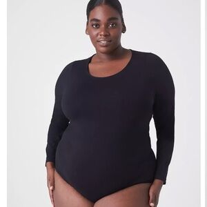 Lane Bryant bodysuit black long sleeve scoop neck
